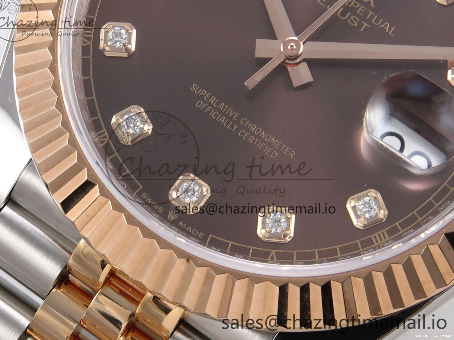 Good Copy Rolex Watches SH3235（Gain ARF Edition 126331 SS Brown DateJust Bracelet 1111 on RG Jubilee 1:1 41 Diamonds 904L Best Thermal Steel Weight） Dial 1230